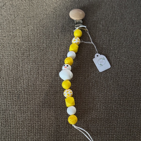 Other - Yellow and White Pacifier Clip